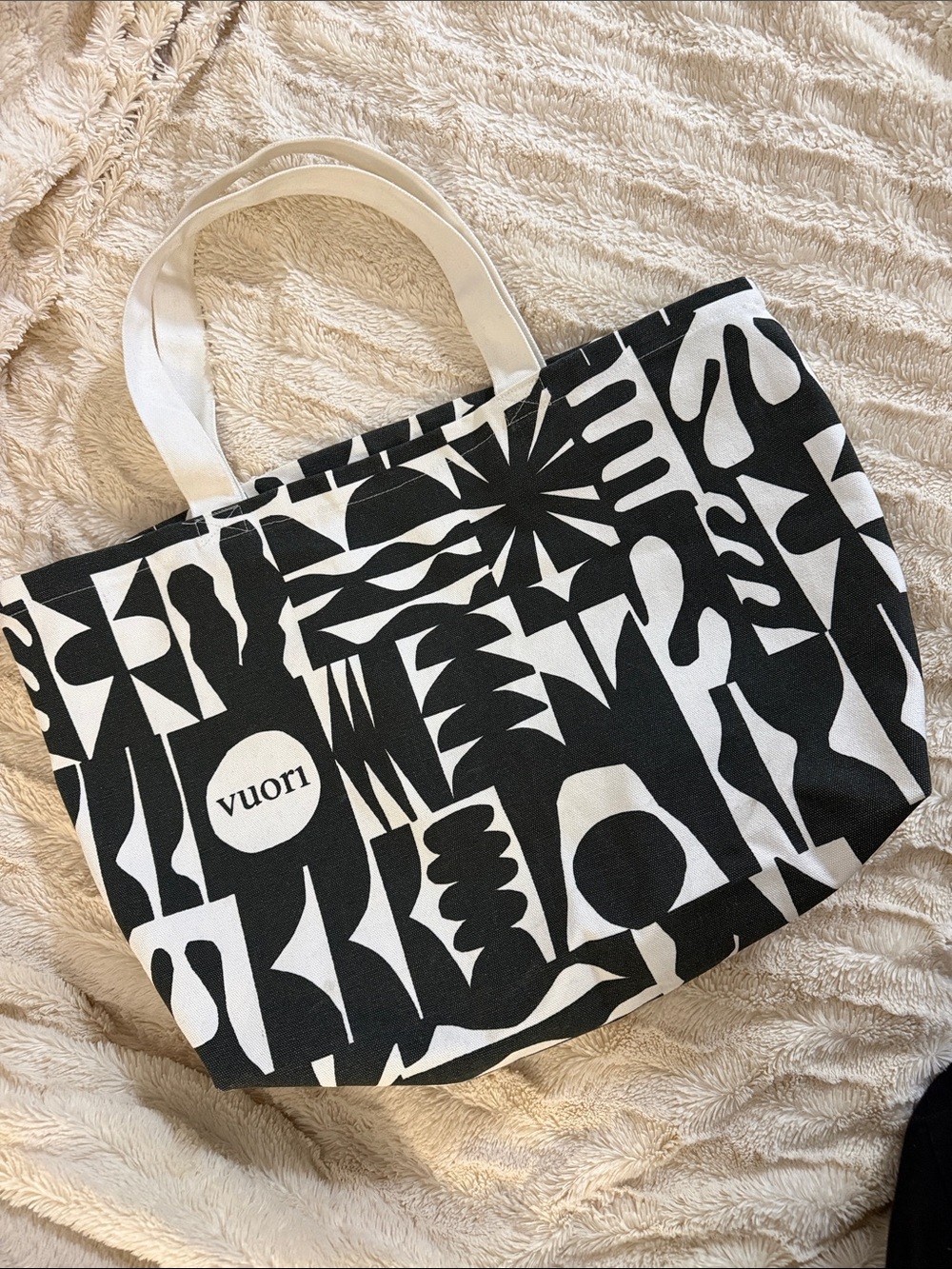 Vuori Black & White Abstract Canvas Tote